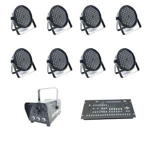 Kit 08 Par Leds + Máquina De Fumaça 600W + Mesa Pilot