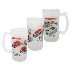 Caneca Vidro Jateado Chopp Profissão Carreira Logística