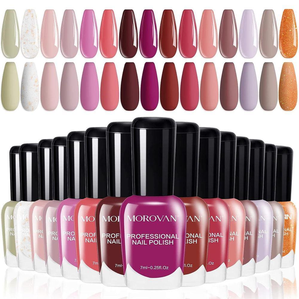 Conjunto de esmaltes Morovan Pink Air Dry 15 cores 7mL para mulheres