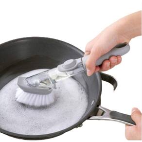 Escova de Limpeza 2 em 1 Dispenser Detergente Esponja Limpa Louça Cozinha