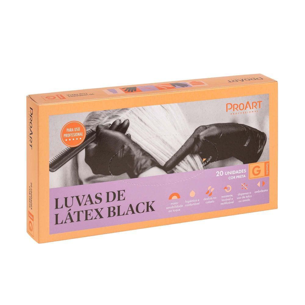 Luvas De Látex Black Tamanho G 20 Unidades - Proart