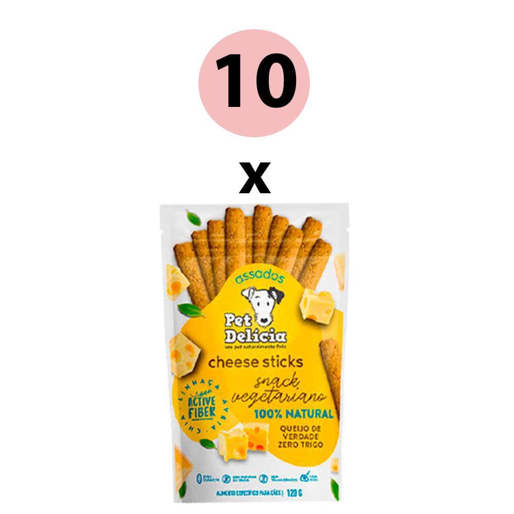 KIT 10 Petisco Pet Delícia Cães Cheese Sticks 120g