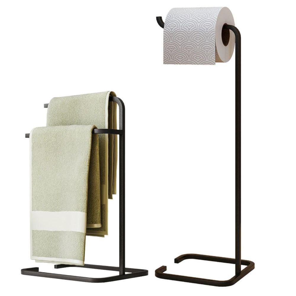 Porta Papel Higiênico e Porta Toalha De Banheiro Level Preto