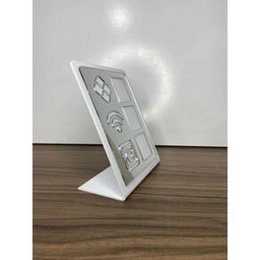 Placa De Acrilico Pix Com 3 Qr Code Branco E Prata Wi Fi