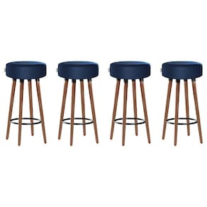 Kit 4 Banquetas Alta Pés Palito Roma Azul 70cm