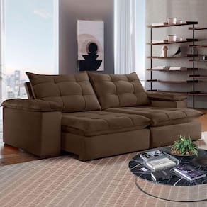 Sofá 5 Lugares Espanha Retrátil e Reclinável 290cm Marrom - Celflex