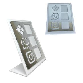 Placa De Acrilico Pix Com 3 Qr Code Branco E Prata Zap