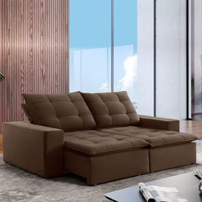 Sofá 4 Lugares Paris Retrátil e Reclinável Super Pilow 250cm Marrom - Celflex