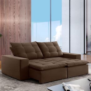 Sofá 4 Lugares Paris Retrátil e Reclinável Super Pilow 230cm Marrom - Celflex
