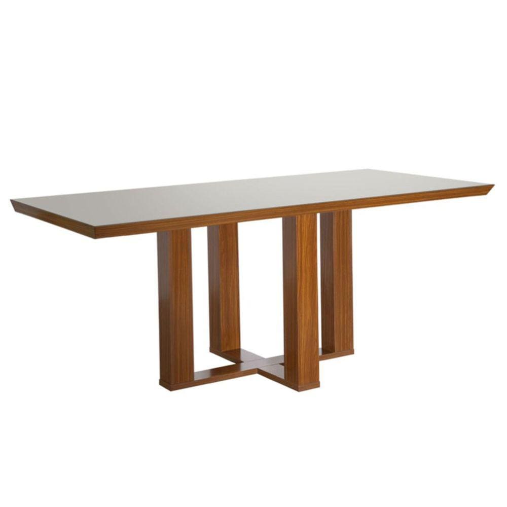 Mesa de Madeira Lottus 160cm com Vidro Prêmio/Off White - Lj Móveis