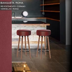Banqueta Alta Berlim Pés Palito Estofada Redonda Romã