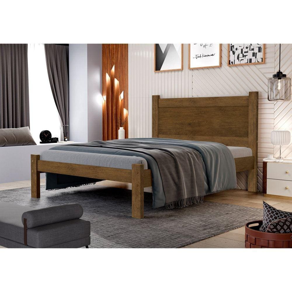 Cama Casal em Mdf Prisma Jequitibá/Off White