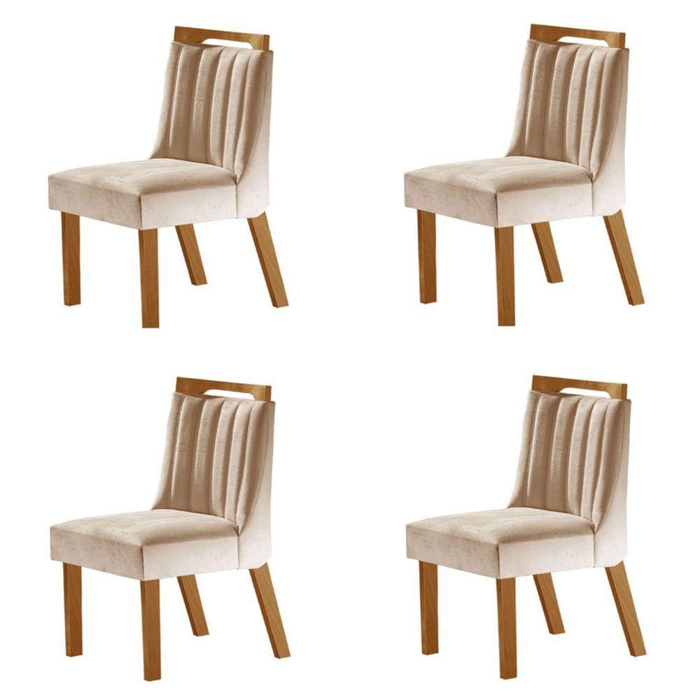 Kit 4 Cadeiras Lottus Cinamomo/Creme - Lj Móveis
