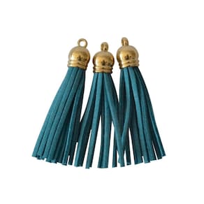 Pingente Tassel De Camurça 5 Cm Mf-47 Azul Claro 8 Un - Kit