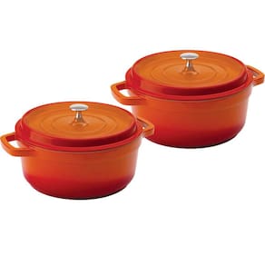 Kit Conjunto Caçarola Hercules Revestimento Ceramico Indução Laranja 6,8L + 6,8L
