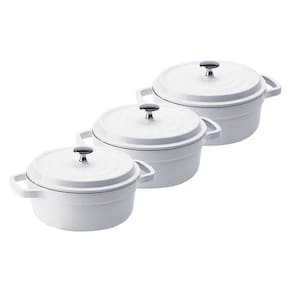 Kit Conjunto Caçarola Hercules Revestimento Ceramico Indução Branca 4,3L + 4,3L + 4,3L
