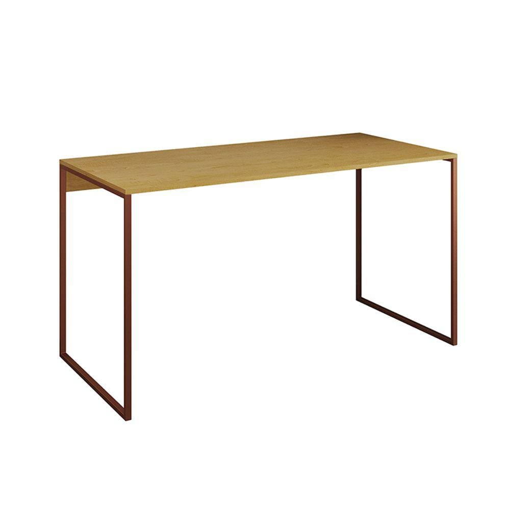 Escrivaninha Industrial Base Ferro Cobre Tampo Mdp Canela 120x60