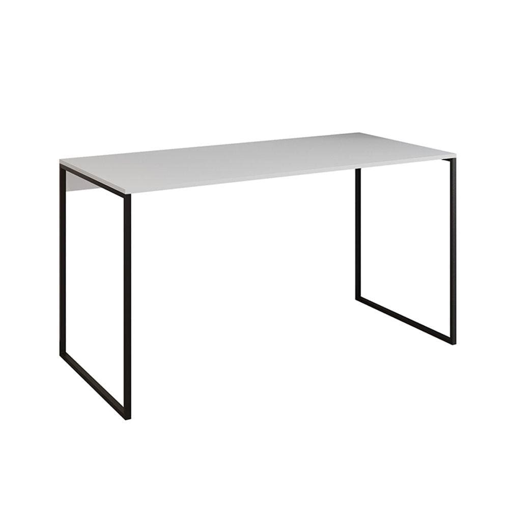 Escrivaninha Industrial Base Ferro Preto Tampo Mdp Branco 137x60
