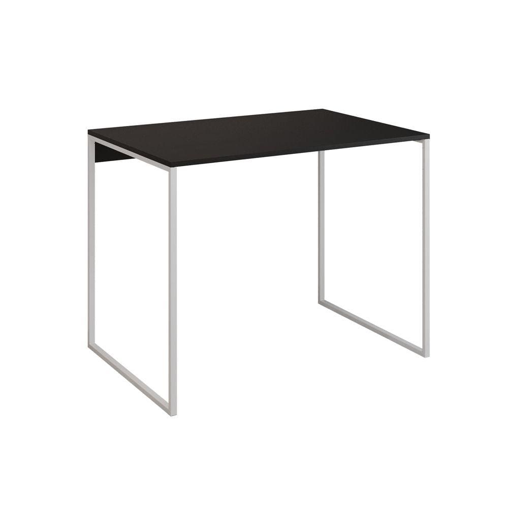Escrivaninha Industrial Base Ferro Branco Tampo Mdp Preto 90x50