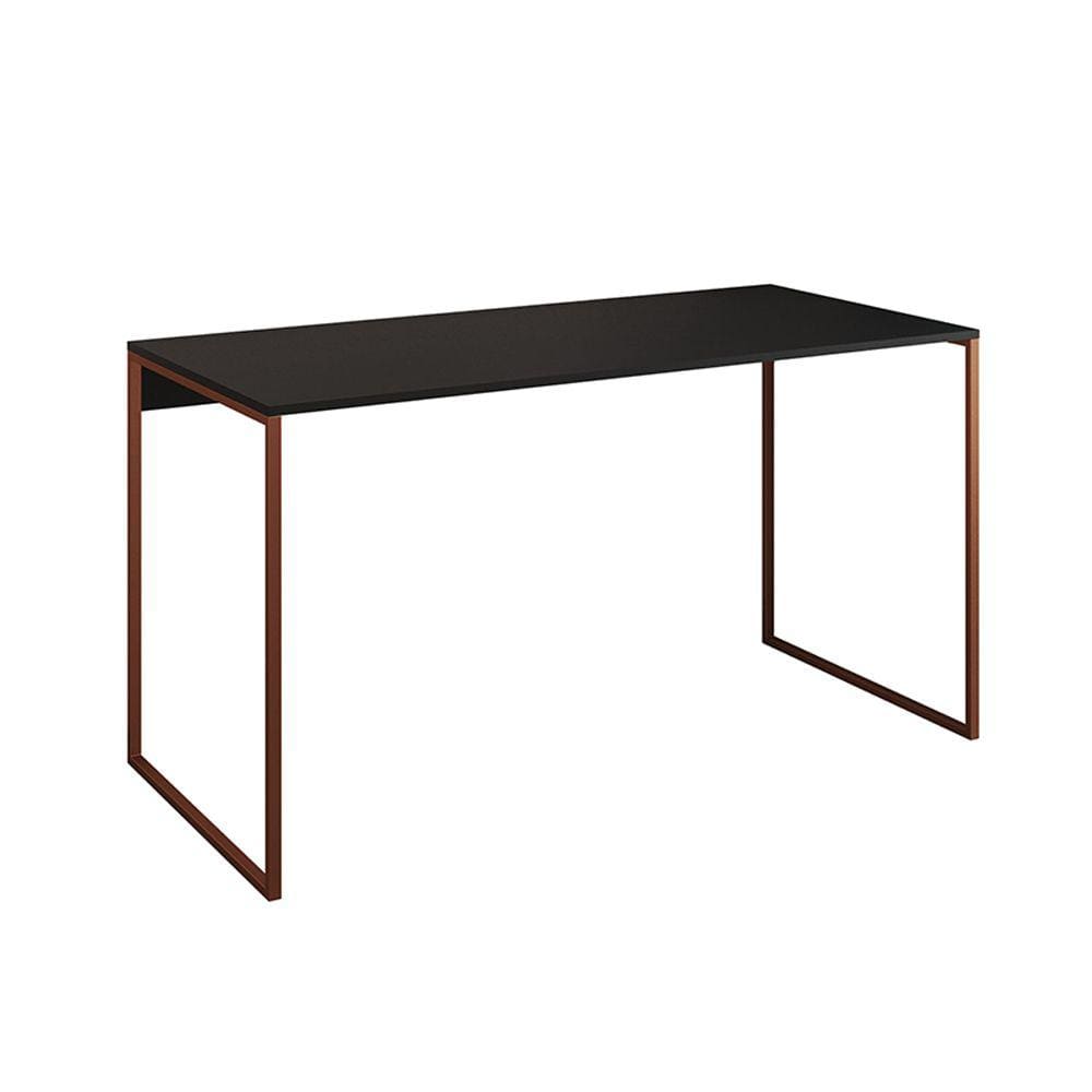 Mesa para Escritório Industrial Base Ferro Cobre Tampo Mdp Preto 137x60