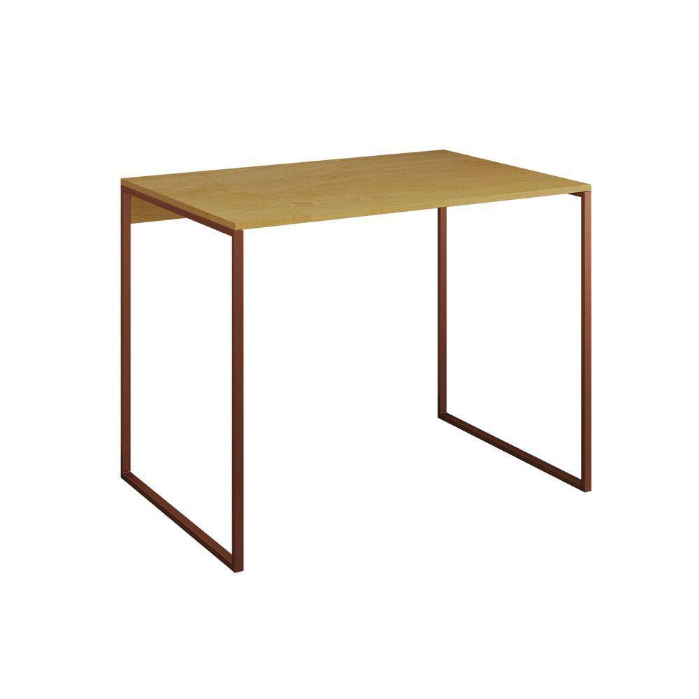 Escrivaninha Industrial Ferro Cobre Tampo Mdp Canela 90x50