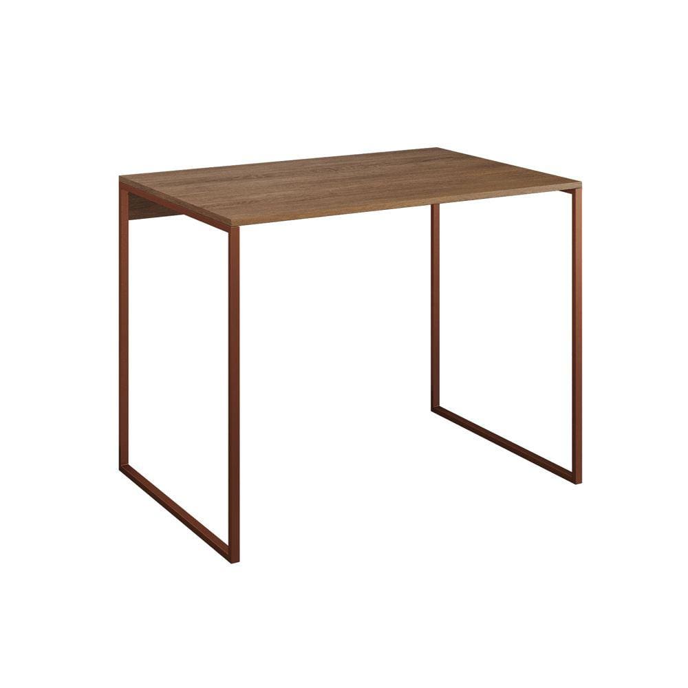 Escrivaninha Industrial Base Ferro Cobre Tampo Mdp Amêndoa 90x50