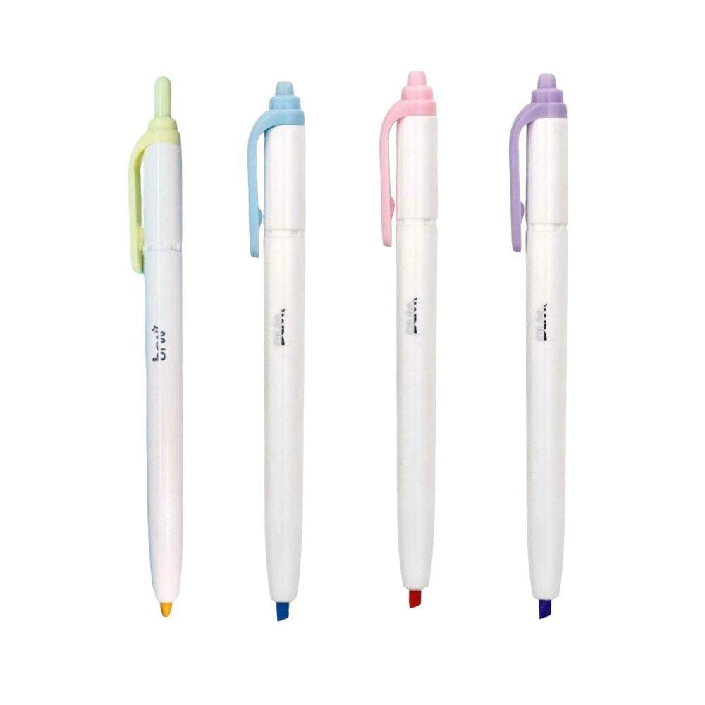 kit 04 Marca Texto Retrátil Ponta Chanfrada Tom Pastel BRW