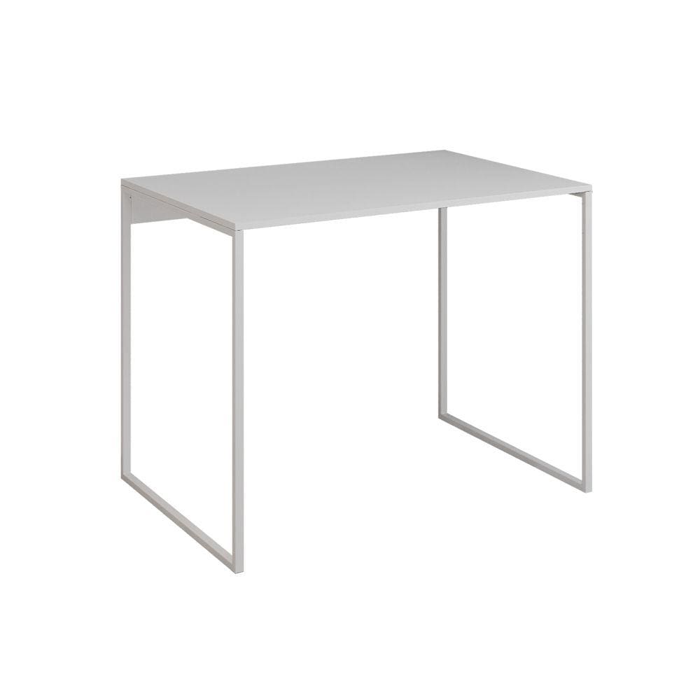 Mesa para Escritório Industrial Base Ferro Branco Tampo Mdp Branco 110x50