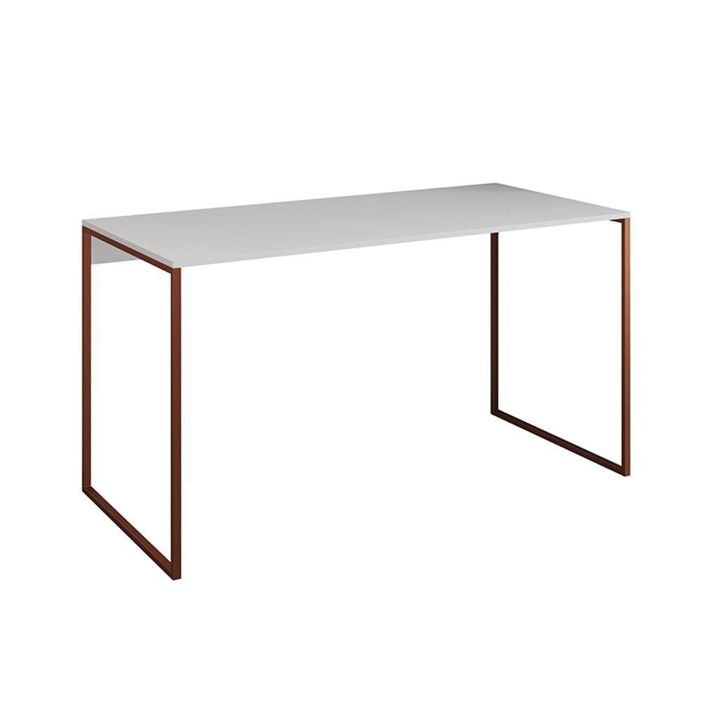 Mesa para Escritório Industrial Base Ferro Cobre Tampo Mdp Branco 120x60
