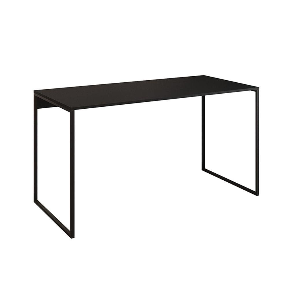 Mesa para Escritório Industrial Base Ferro Preto Tampo Mdp Preto 137x60
