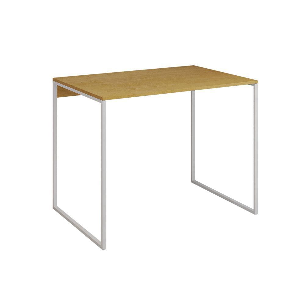 Escrivaninha Industrial Base Ferro Branco Tampo Mdp Canela 90x50