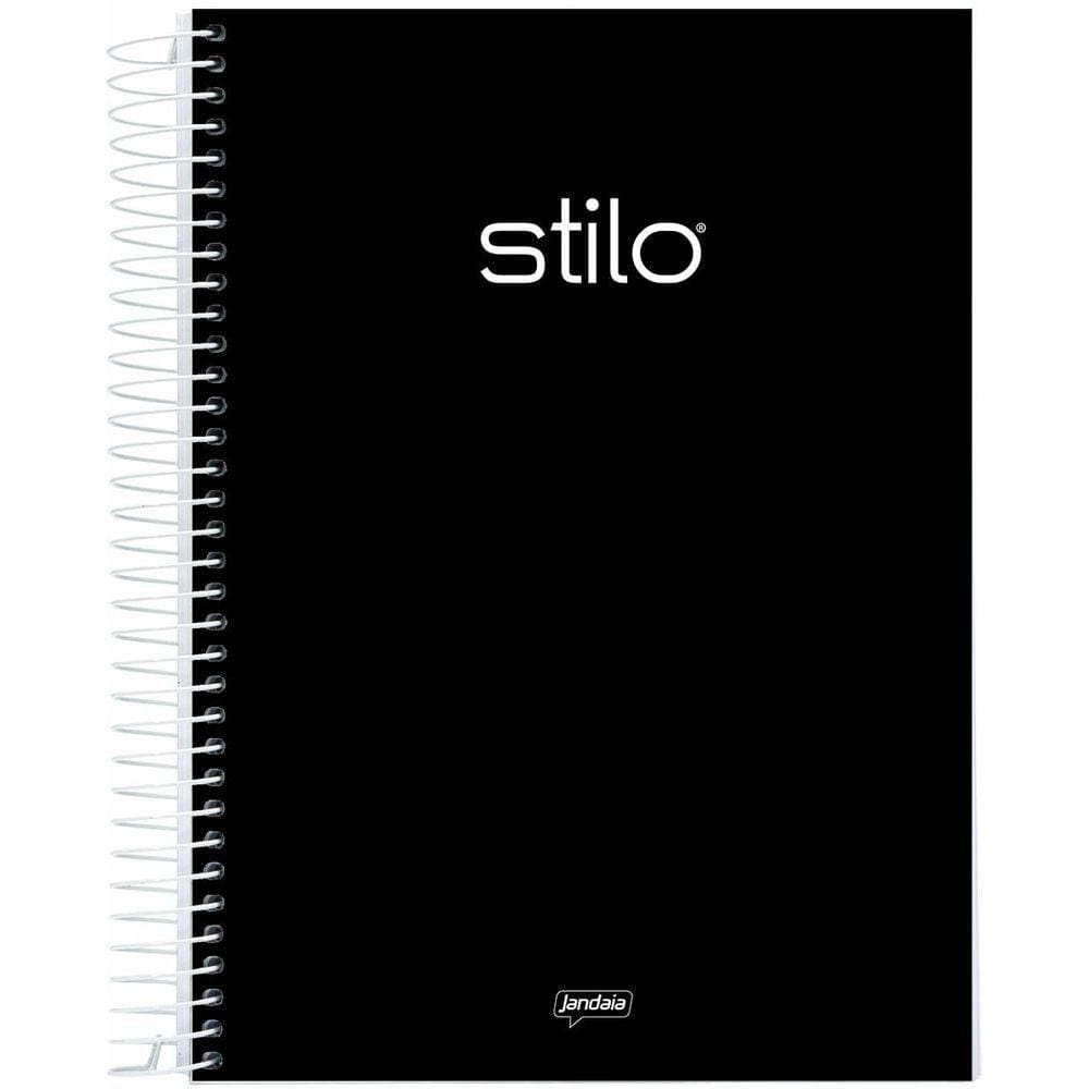 Caderno Espiral Stilo Preto Pastel 10 Matérias 160 Folhas