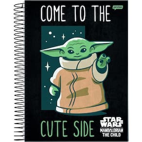 Caderno Espiral Star Wars Baby Yoda Cute 1 Matéria 80 Folha