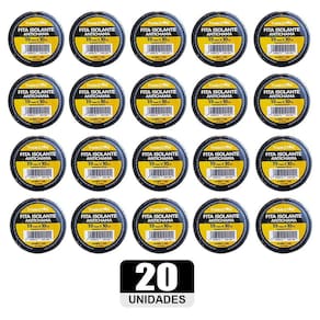 Kit 20 Rolos Pç Fita Isolante 10 Metros Preta