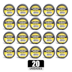 Kit 20 Rolos Pç Fita Isolante 5 Metros Preta