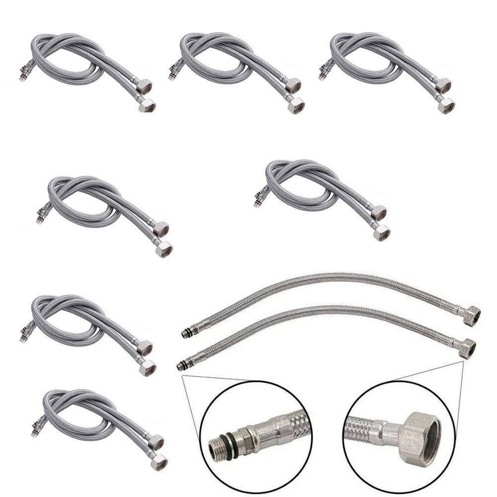 Engate Rabicho 80 cm Kit 8 Uni Par Mangueira Monocomando Misturador Flexivel Torneira Agua Fria Quente