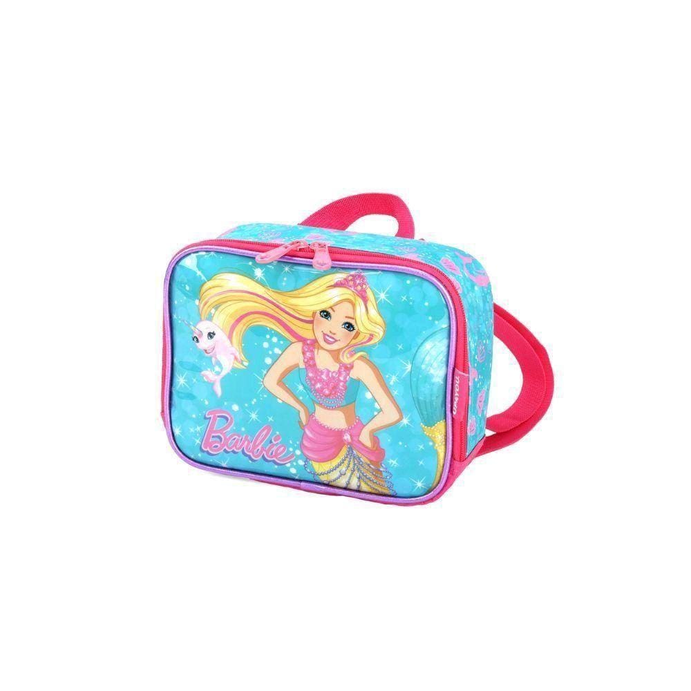 Lancheira Térmica Escolar da Barbie Sereia Verde/Rosa - Luxcel