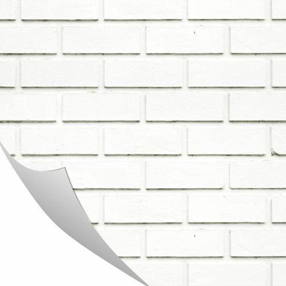 Papel De Parede Branco Pedra Tijolinho Branco 0,57 X 3M