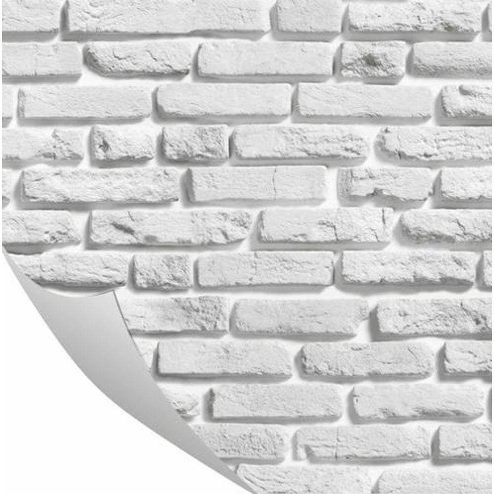 Papel De Parede Pedra Tijolinho Branco 0,57 X 3M