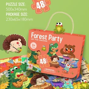 Quebra-cabeça infantil, brinquedo DIY plano, 48 peças de animais de desenho animado