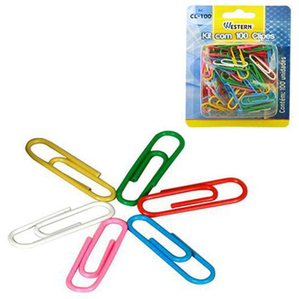 Clips Colorido Com 100 Pecas Na Cartela