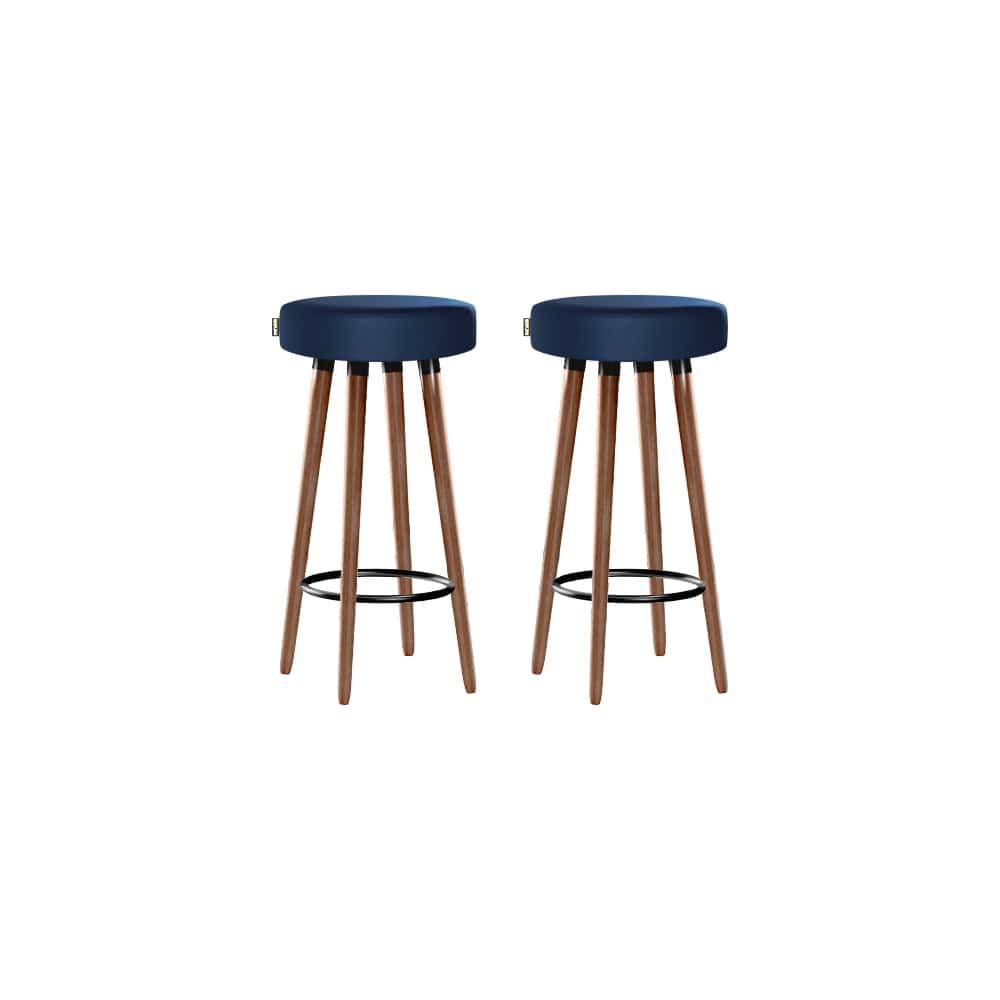 Kit 2 Banquetas Moderna Alta Roma Slim Azul 70cm
