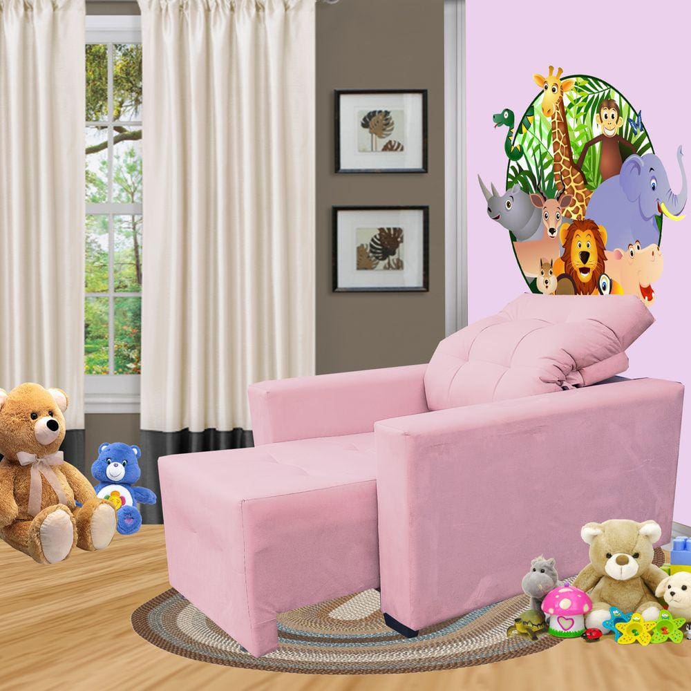 Poltrona De Amamentação E Decoração Quarto Sala Reclinável Leticia Rosa