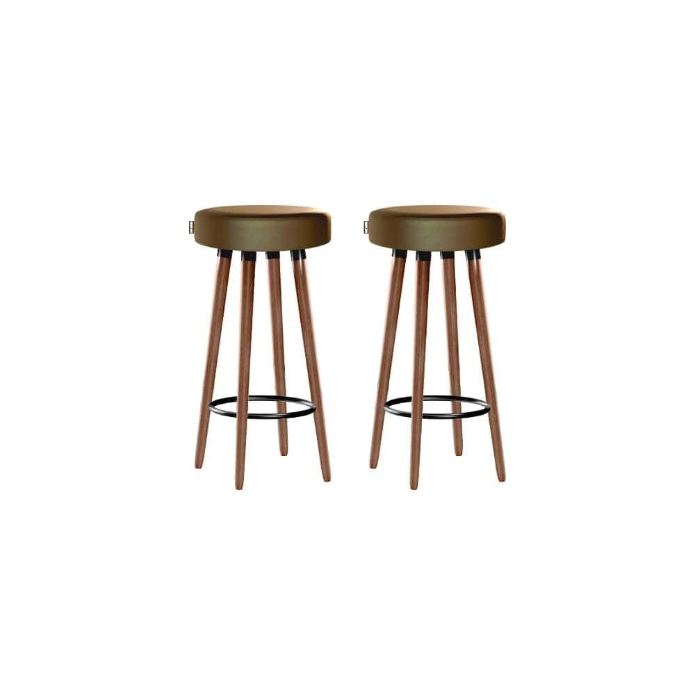 Kit 2 Banquetas Moderna Alta Roma Slim Camel 70cm