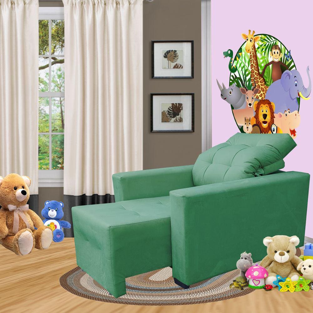 Poltrona De Amamentação E Decoração Quarto Sala Reclinável Leticia Verde