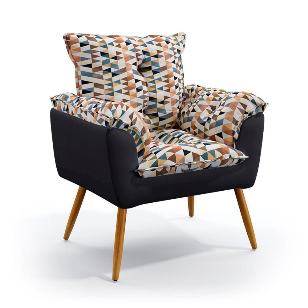 Poltrona Opala F-014 Sued Estampado Bege com Veludo Aradecor