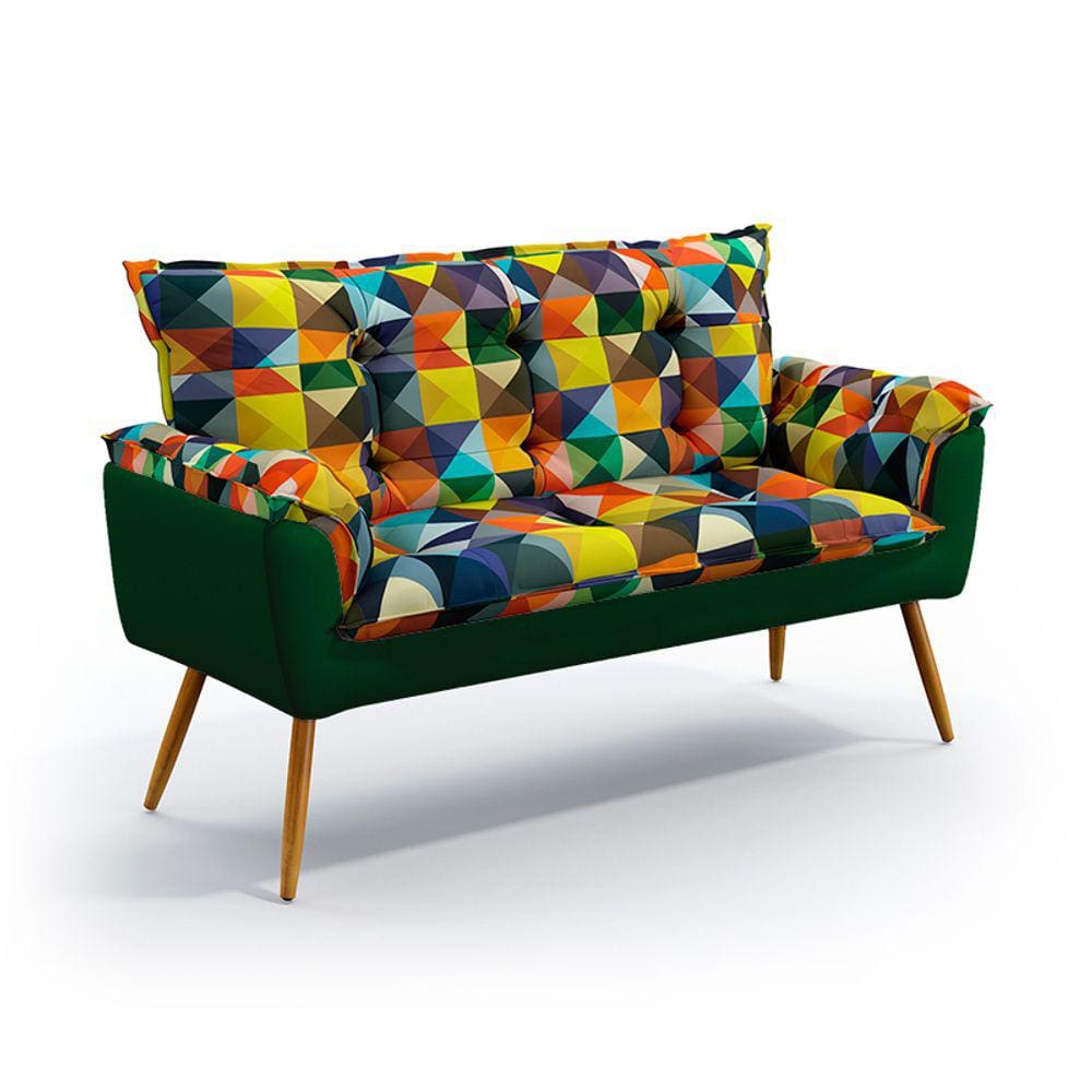 Poltrona Beta Namoradeira F-015 Sued Estampado Colorido com Sued Aradecor