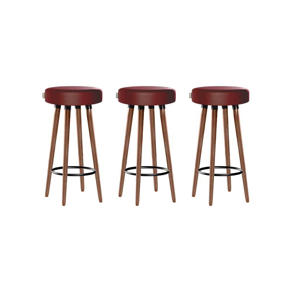 Kit 3 Banquetas Moderna Alta Roma Slim Romã 70cm