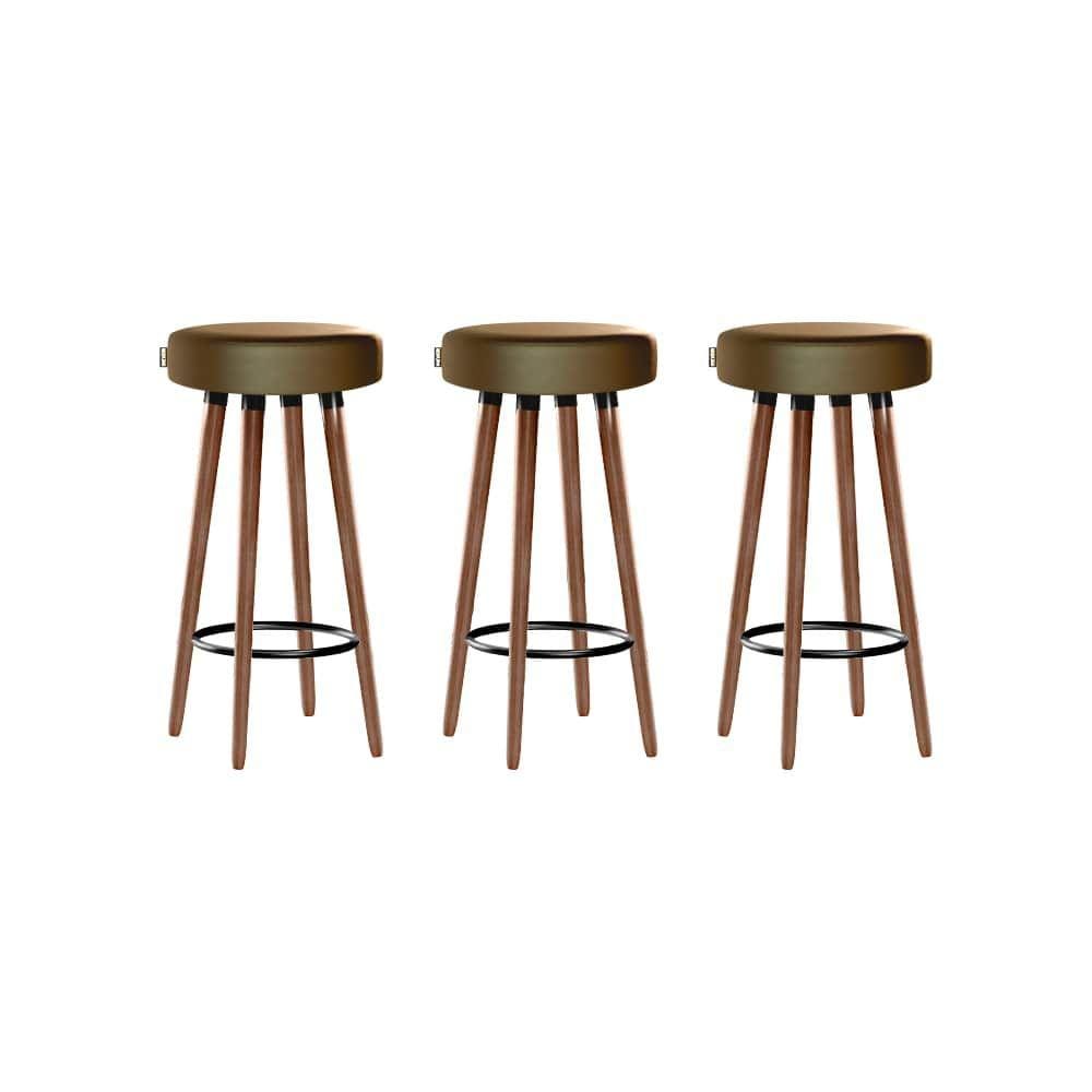 Kit 3 Banquetas Moderna Alta Roma Slim Camel 70cm