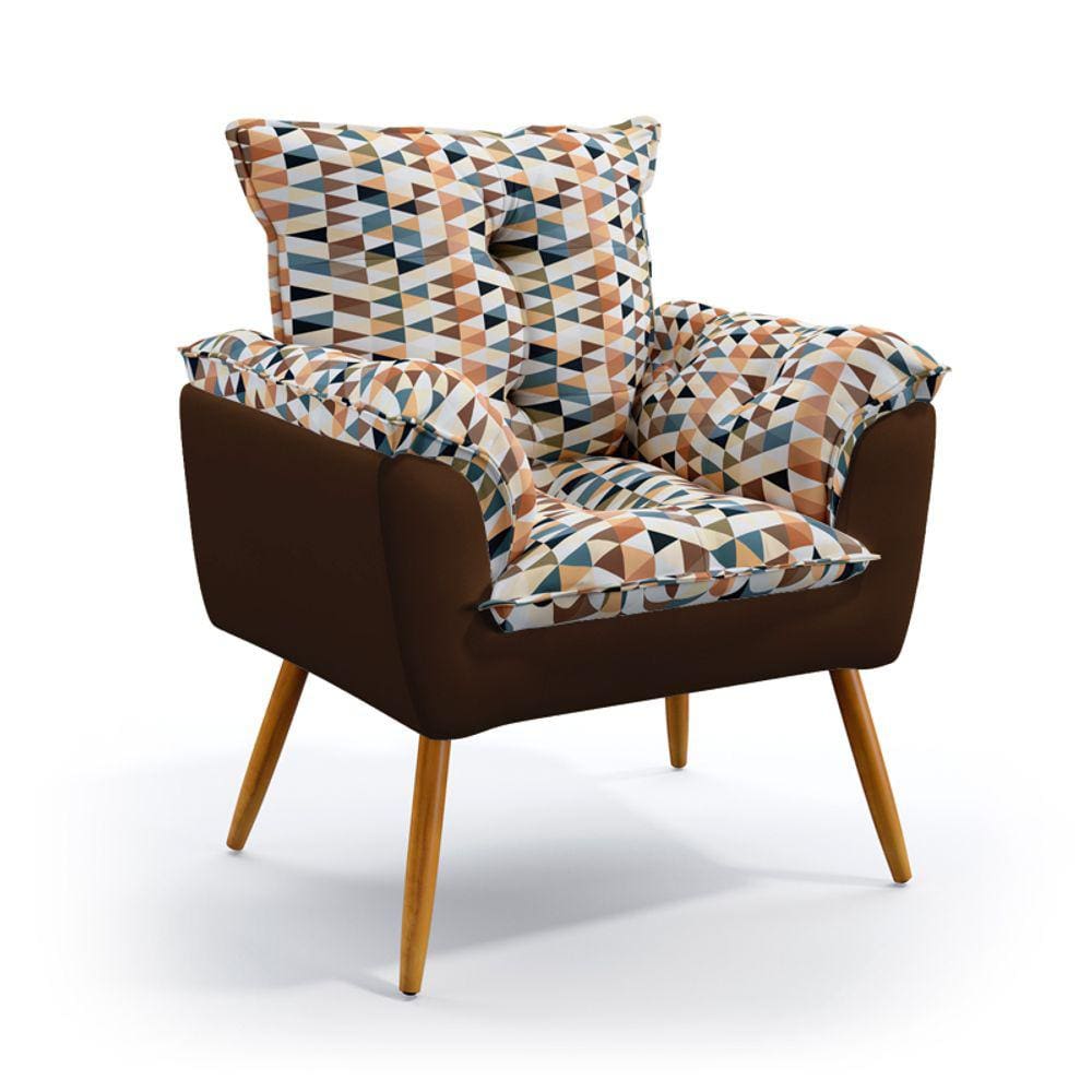 Poltrona Opala F-014 Sued Estampado Bege com Sued Aradecor
